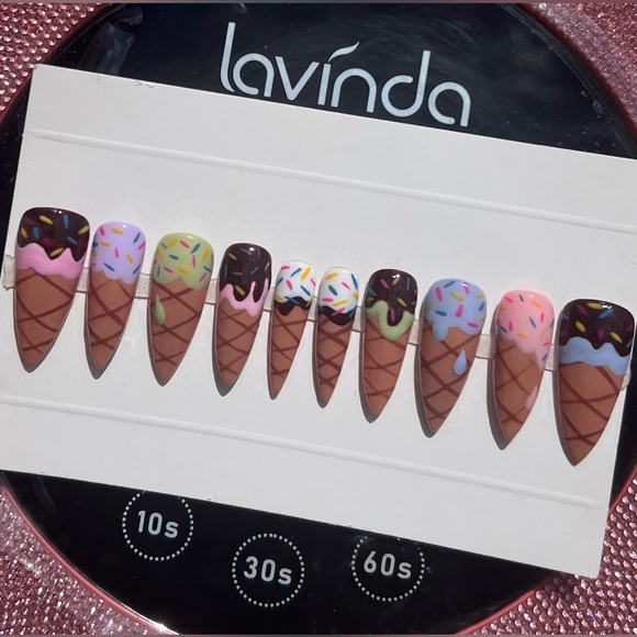Handmade Other - Ice Cream Cone press on nails